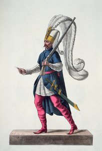 Un janissaire turc partant en guerre dans le costume du 16e siècle, de 